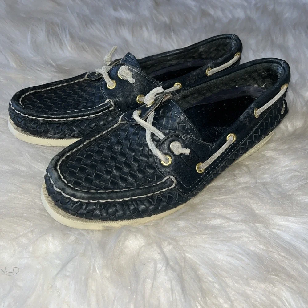 Sperry Top-Sider Blue White‎ Leather Comfort Boat Shoes Women's Size 6.5M - Picture 5 of 14
